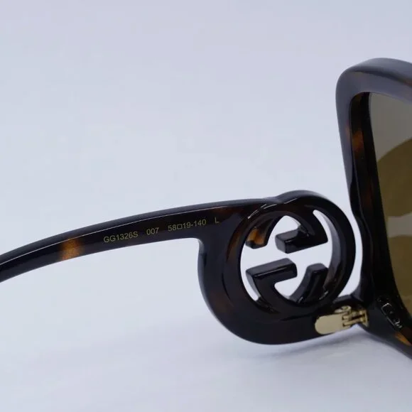 Gucci GG1326S 007 Sunglasses Dark Havana Square Frame, Brown Mirror Lenses - Picture 6 of 11